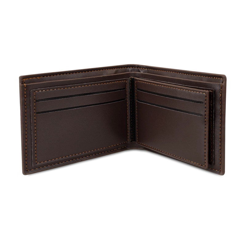 BILLETERA HOMBRE GINO CAFE  CON MONEDERO OSCURO CARVEN PARIS - 6
