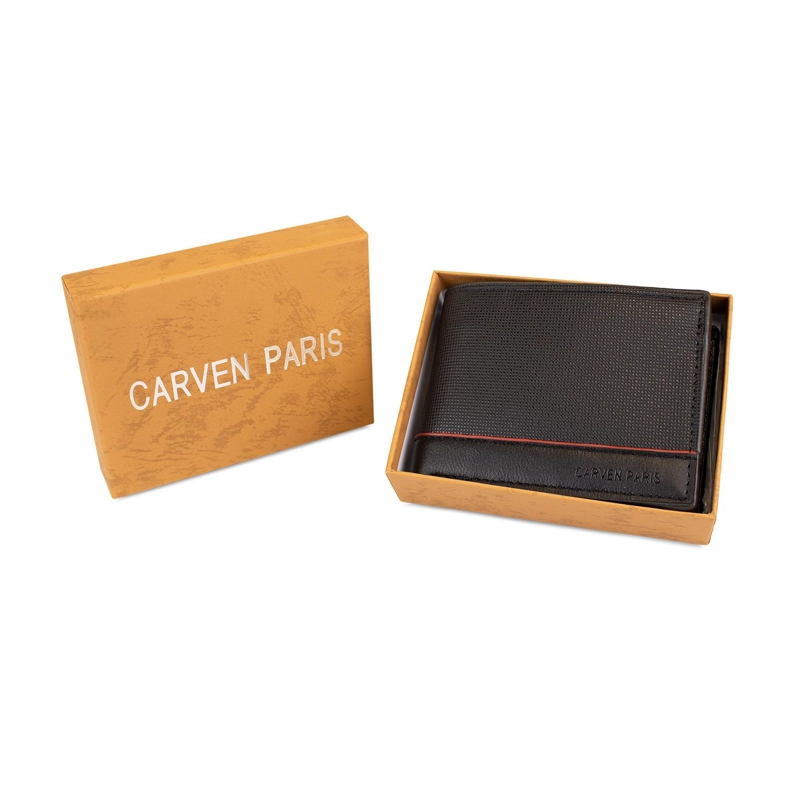 BILLETERA HOMBRE GINO NEGRA CON MONEDERO CARVEN PARIS - 2