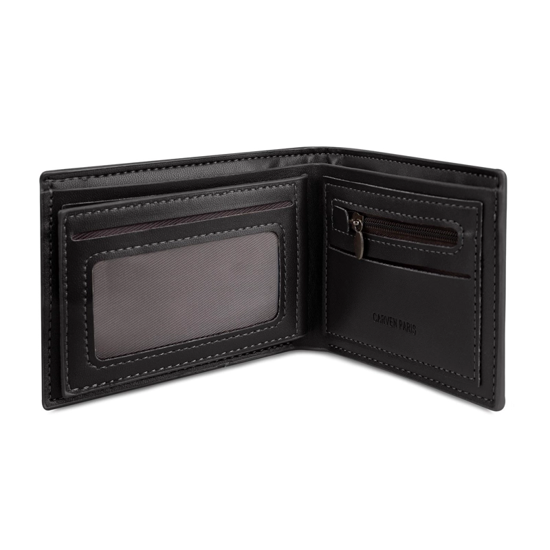BILLETERA HOMBRE GINO NEGRA CON MONEDERO CARVEN PARIS - 7