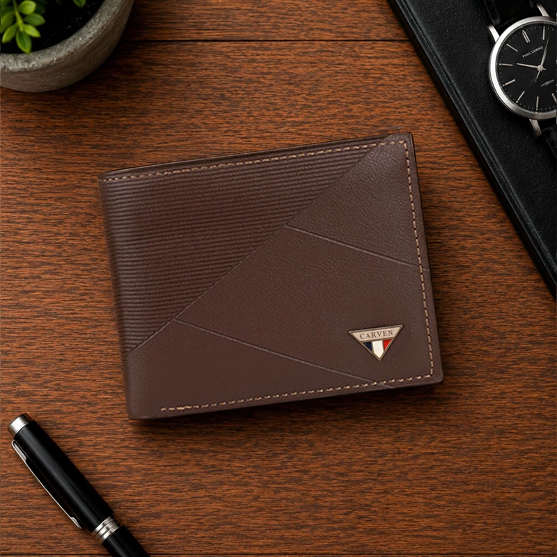 BILLETERA HOMBRE ENZO CAFE  CON MONEDERO CARVEN PARIS - 1