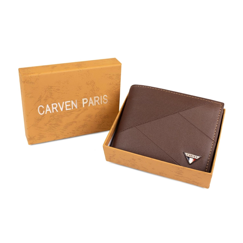 BILLETERA HOMBRE ENZO CAFE  CON MONEDERO CARVEN PARIS - 2