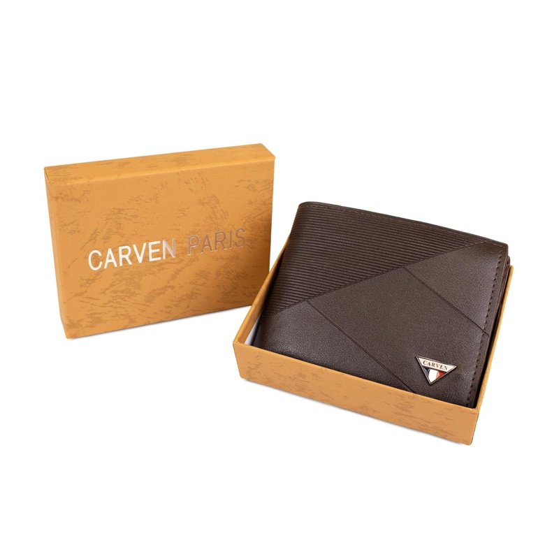 BILLETERA HOMBRE ENZO CAFE  OSCURO CON MONEDERO CARVEN PARIS - 2