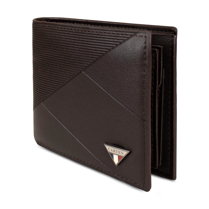 BILLETERA HOMBRE ENZO CAFE  OSCURO CON MONEDERO CARVEN PARIS - 4