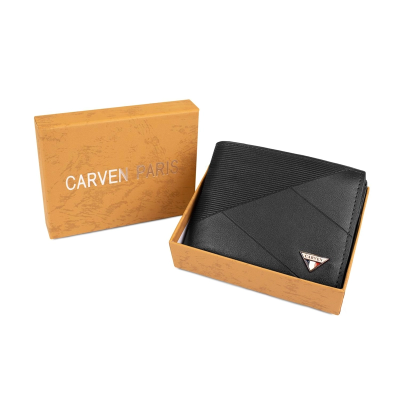 BILLETERA HOMBRE ENZO NEGRA CON MONEDERO CARVEN PARIS - 2