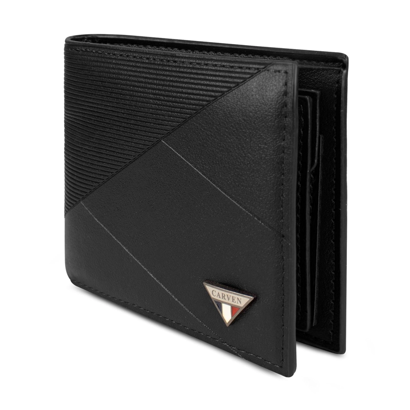 BILLETERA HOMBRE ENZO NEGRA CON MONEDERO CARVEN PARIS - 4