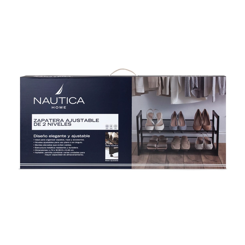 ZAPATERO ORGANIZADOR DE ZAPATOS 2 NIVELES RACK MULTIFUNCIONAL NAUTICA HOME BLACK - 2