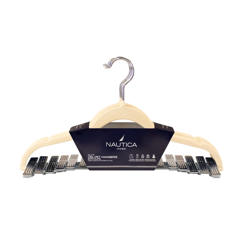 SET 6 COLGADORES DE ROPA NAUTICA HOME BEIGE CON CLIP - 5