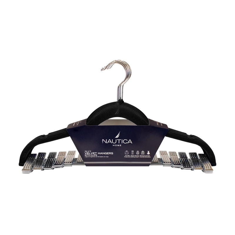 SET 6 COLGADORES DE ROPA NAUTICA HOME NEGRO CON CLIP - 5