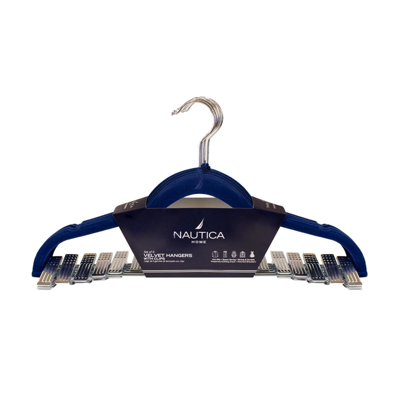 SET 6 COLGADORES DE ROPA NAUTICA HOME AZUL CON CLIP - 5