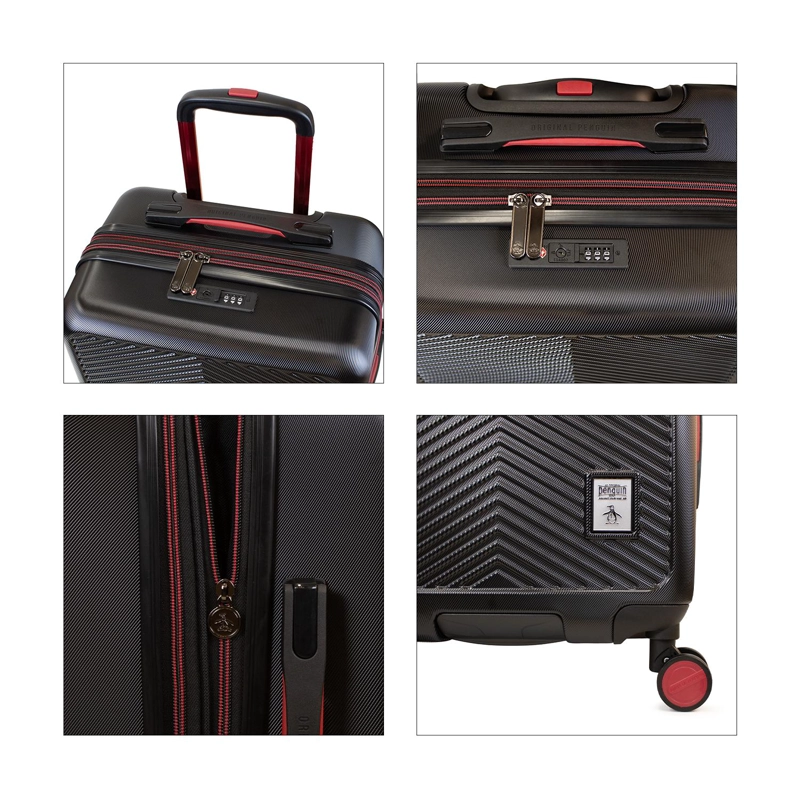 PACK 2 MALETAS M 20K + L 23K MARSELLA NEGRA CON ROJO PENGUIN - 6