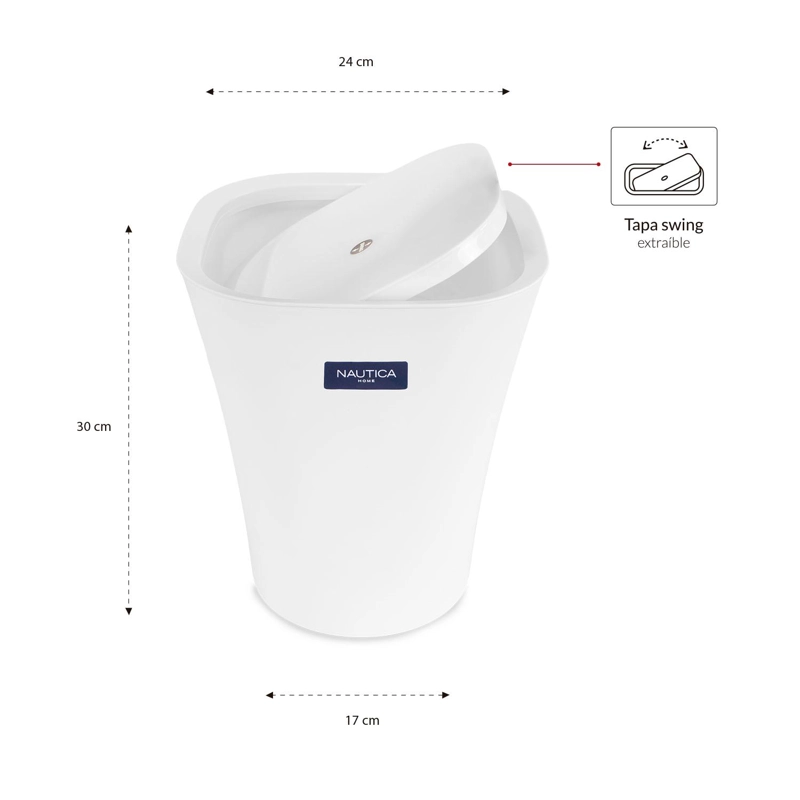 BASURERO CON TAPA VAIVEN 8,5 LITROS MULTIFUNCIONAL PLASTICO PP PREMIUM NAUTICA - 2