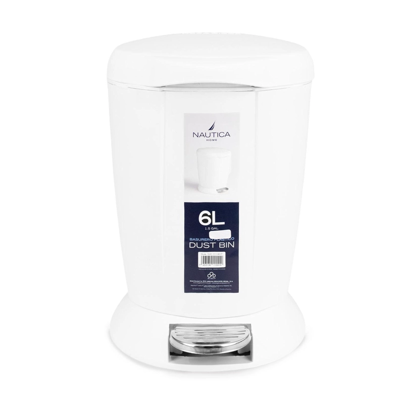 BASURERO CON PEDAL 6 LITROS BAÑO COCINA CIERRE SUAVE BLANCO NAUTICA - 3