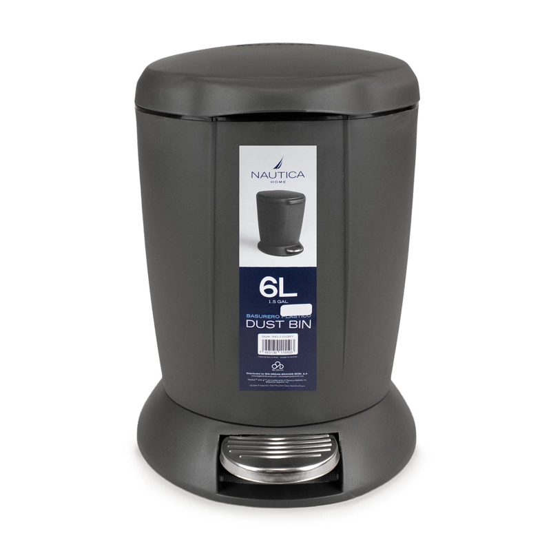 BASURERO CON PEDAL 6 LITROS BAÑO COCINA CIERRE SUAVE GRIS NAUTICA - 3