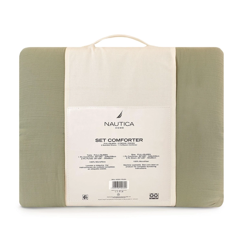 CUBRECAMA QUEEN NAUTICA HOME REVERSIBLE VERDE + FUNDAS - 5