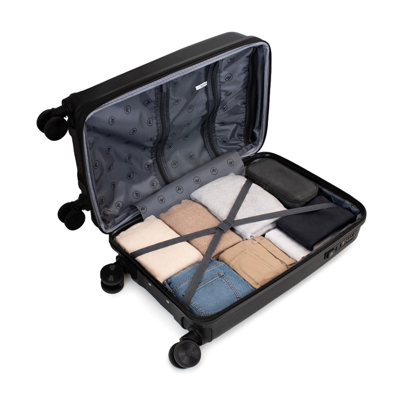 PACK MALETA CABINA 10KG SLAY NEGRA + NECESER SPARK PLATEADO FILA - 4