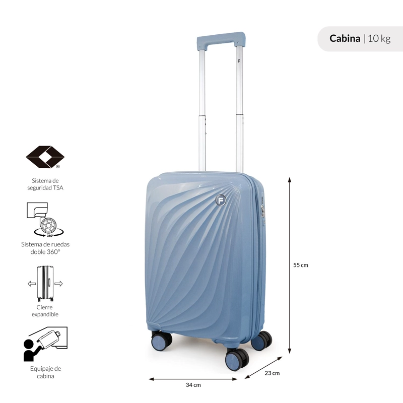 PACK MALETA CABINA 10KG SLAY CELESTE + NECESER SPARK FILA - 3