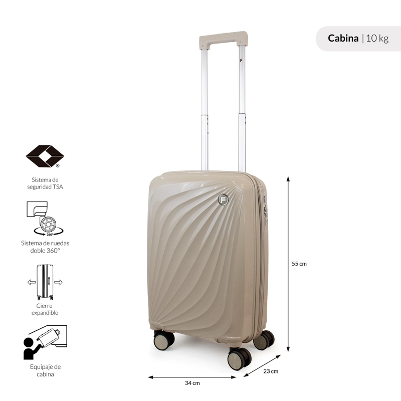 PACK 2 MALETAS CABINA S 10K + GRANDE L 23K SLAY BEIGE F LA MALETA DE CHILE - 2