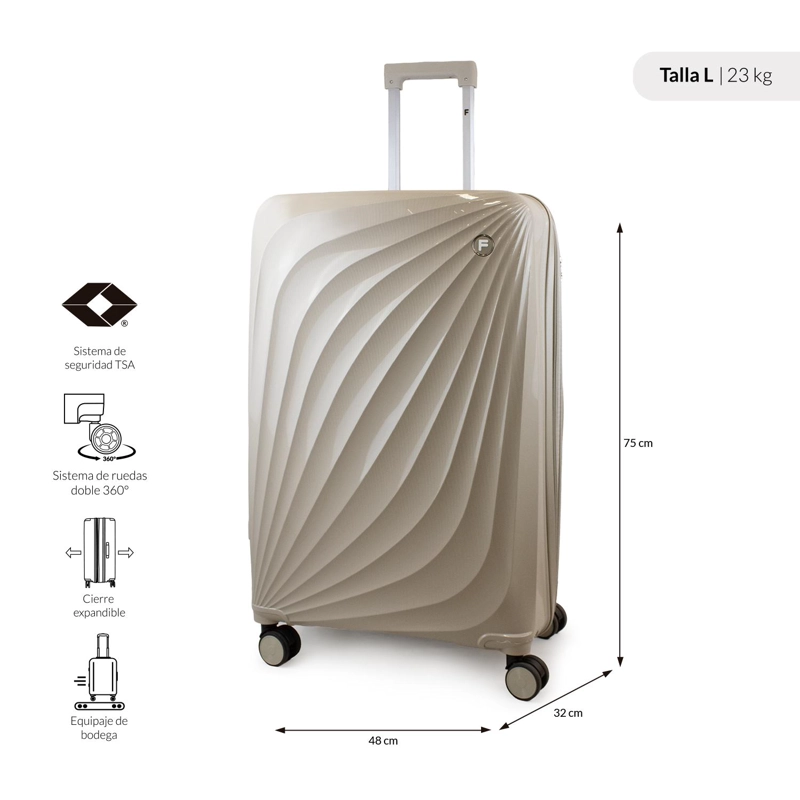 PACK 2 MALETAS CABINA S 10K + GRANDE L 23K SLAY BEIGE F LA MALETA DE CHILE - 3