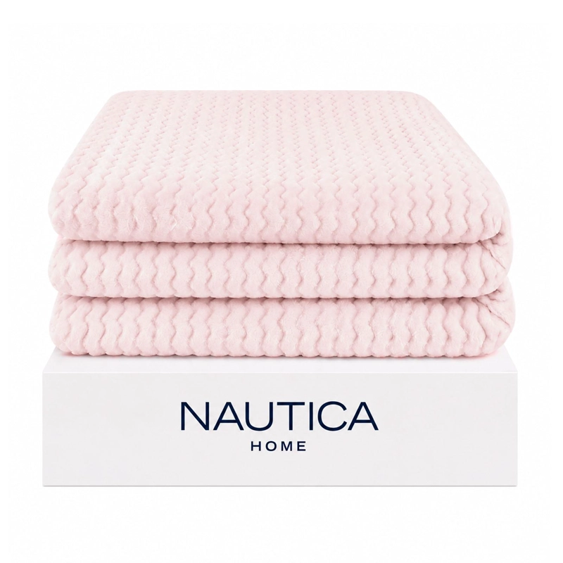 PACK 2 MANTAS DE CAMA NAUTICA HOME JACQUARD FRANELA SUAVE 127X178CM ROSADO - 2