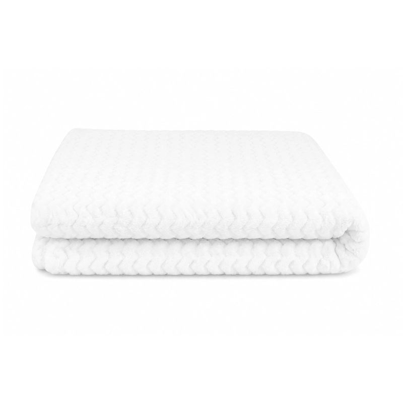 MANTA DE CAMA NAUTICA HOME JACQUARD FRANELA SUAVE 127X178CM BLANCA - 3