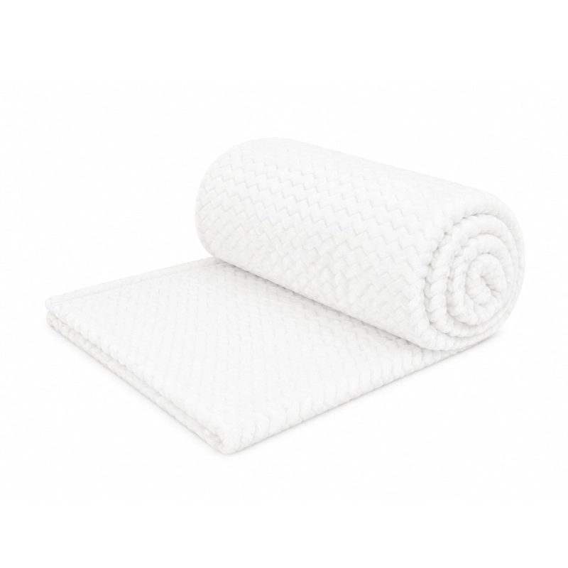 MANTA DE CAMA NAUTICA HOME JACQUARD FRANELA SUAVE 127X178CM BLANCA - 4