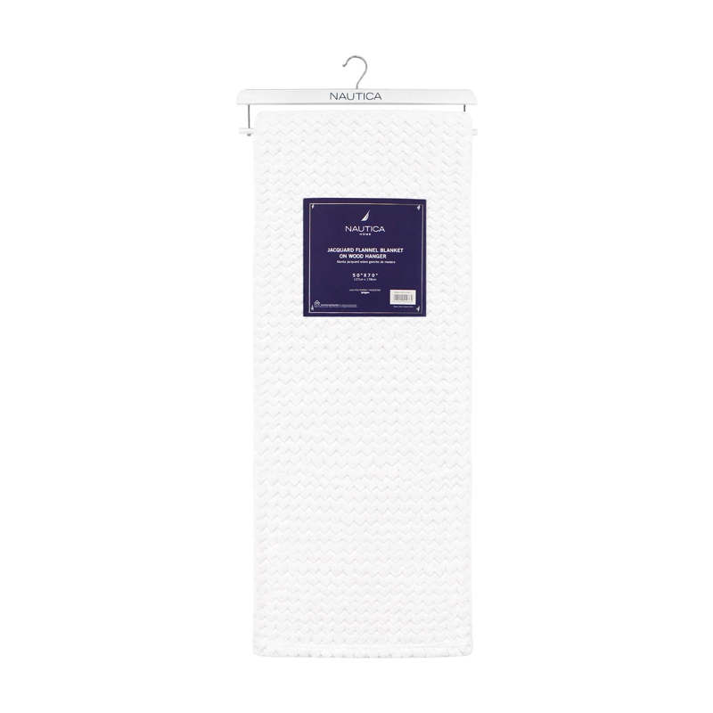 MANTA DE CAMA NAUTICA HOME JACQUARD FRANELA SUAVE 127X178CM BLANCA - 5