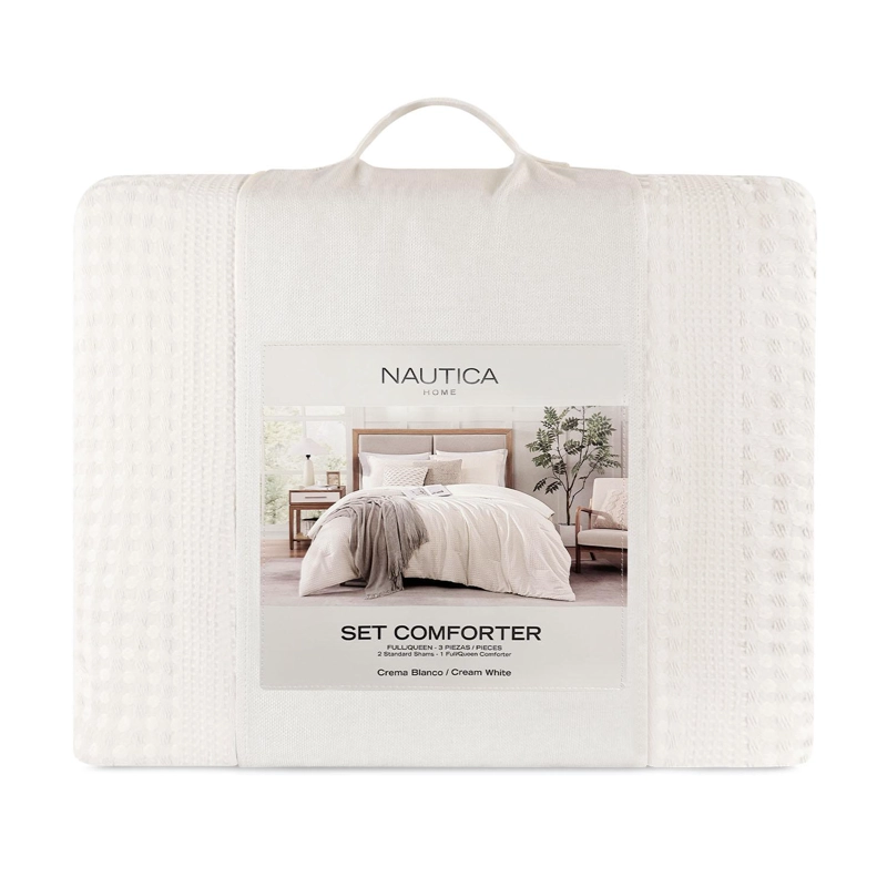 CUBRECAMA QUEEN REVERSIBLE + FUNDAS NAUTICA HOME BLANCO - 2