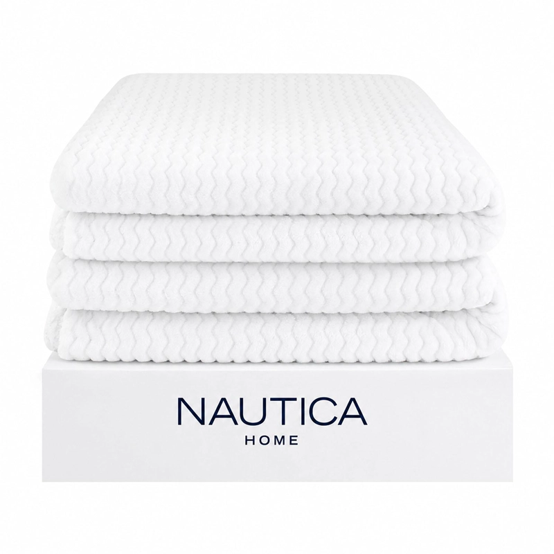 PACK 2 MANTAS DE CAMA NAUTICA HOME JACQUARD FRANELA SUAVE 127X178CM BLANCA - 2