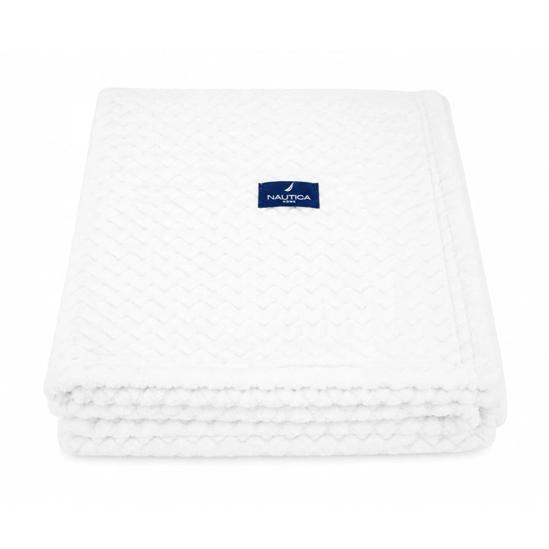 PACK 2 MANTAS DE CAMA NAUTICA HOME JACQUARD FRANELA SUAVE 127X178CM BLANCA - 3