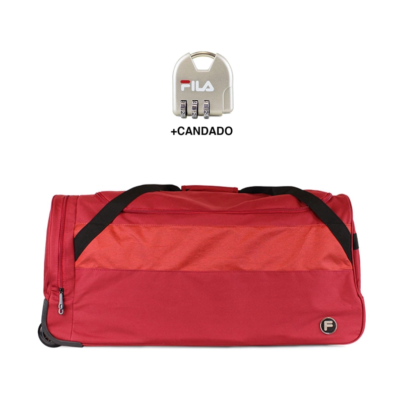 BOLSO DE VIAJE CON RUEDAS FILA OVERLAND M 89LTS ROJO + CANDADO - 1