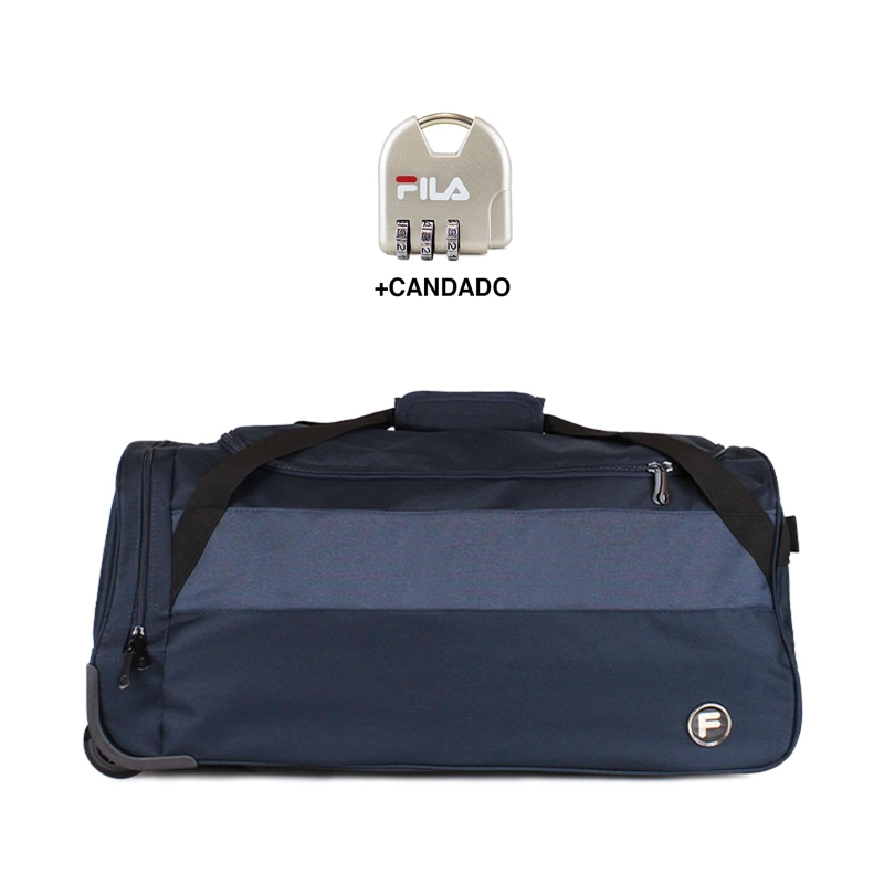 BOLSO DE VIAJE CON RUEDAS FILA OVERLAND M 89LTS AZUL + CANDADO - 1