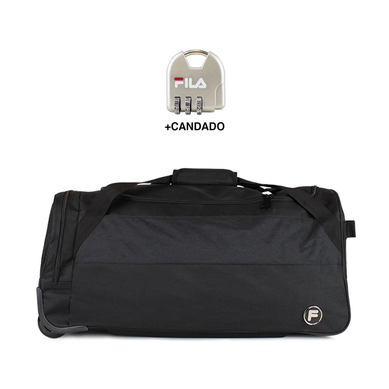 BOLSO DE VIAJE CON RUEDAS FILA OVERLAND M 89LTS NEGRO + CANDADO - 1