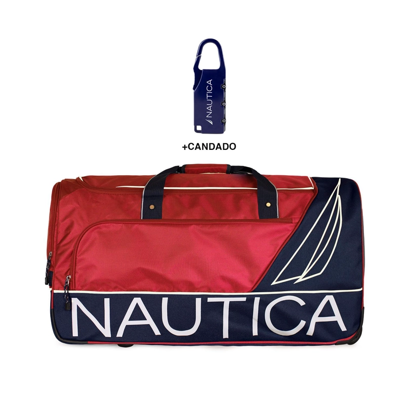 BOLSO DE VIAJE CON RUEDAS NAUTICA MANNAR L ROJO + CANDADO - 1