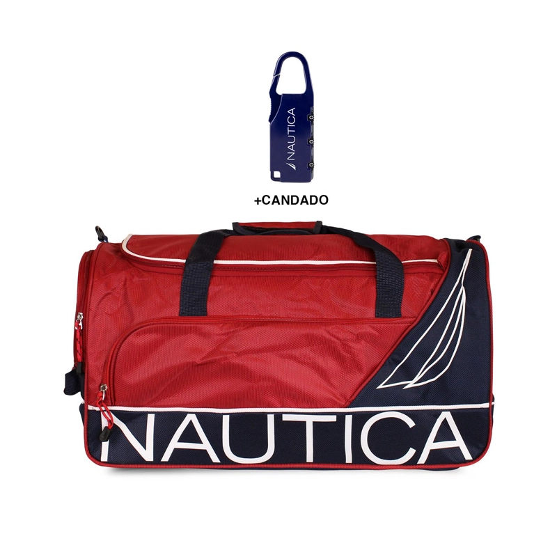 BOLSO DE VIAJE NAUTICA MANNAR M ROJO + CANDADO - 1