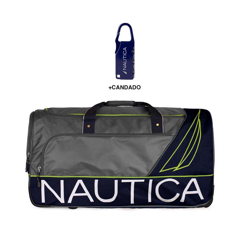 BOLSO DE VIAJE CON RUEDAS NAUTICA MANNAR L GRIS + CANDADO - 1