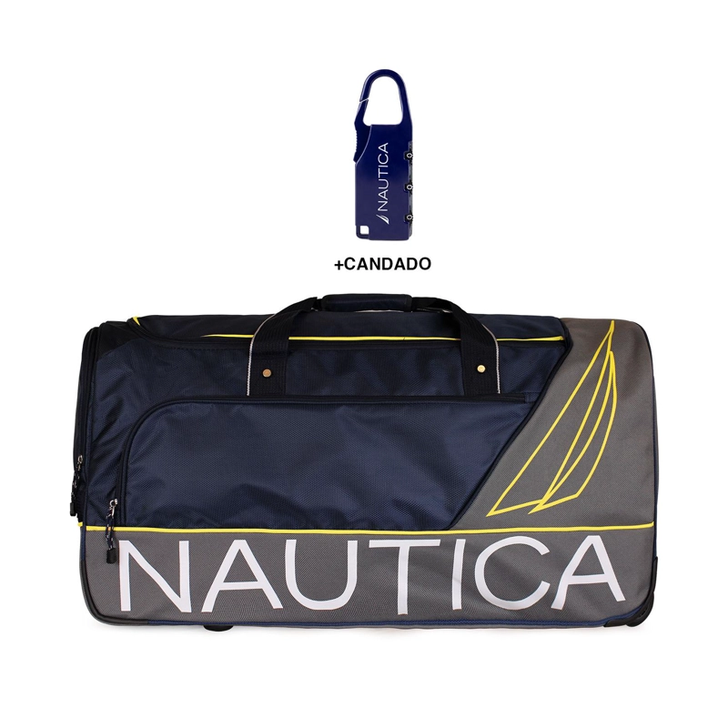 BOLSO DE VIAJE CON RUEDAS NAUTICA MANNAR L AZUL + CANDADO - 1
