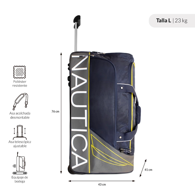 BOLSO DE VIAJE CON RUEDAS NAUTICA MANNAR L AZUL + CANDADO - 4