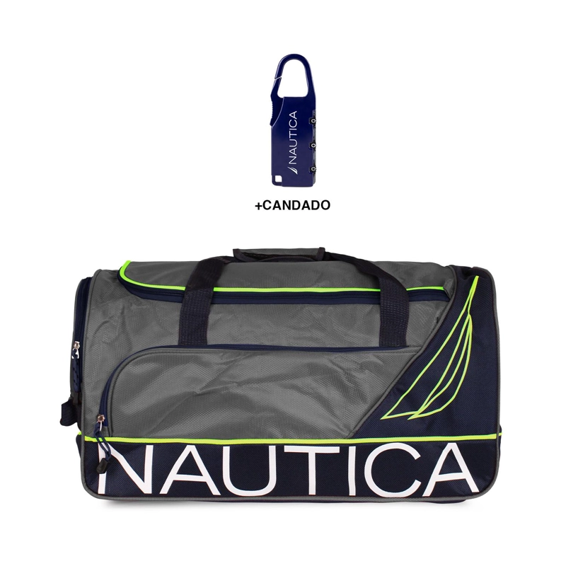 BOLSO DE VIAJE NAUTICA MANNAR M GRIS + CANDADO - 1