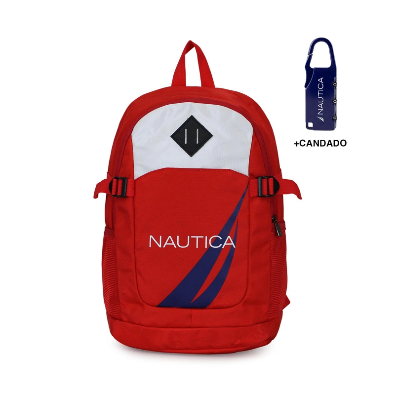 MOCHILA ATLAS ROJO NAUTICA + CANDADO - 1