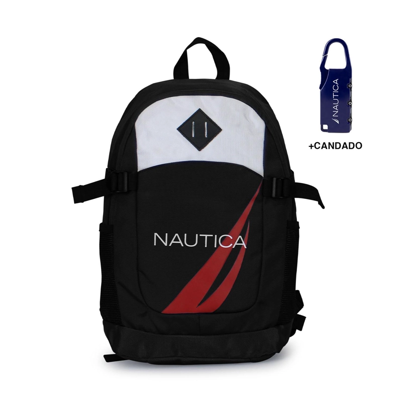 MOCHILA ATLAS NEGRA NAUTICA + CANDADO - 1