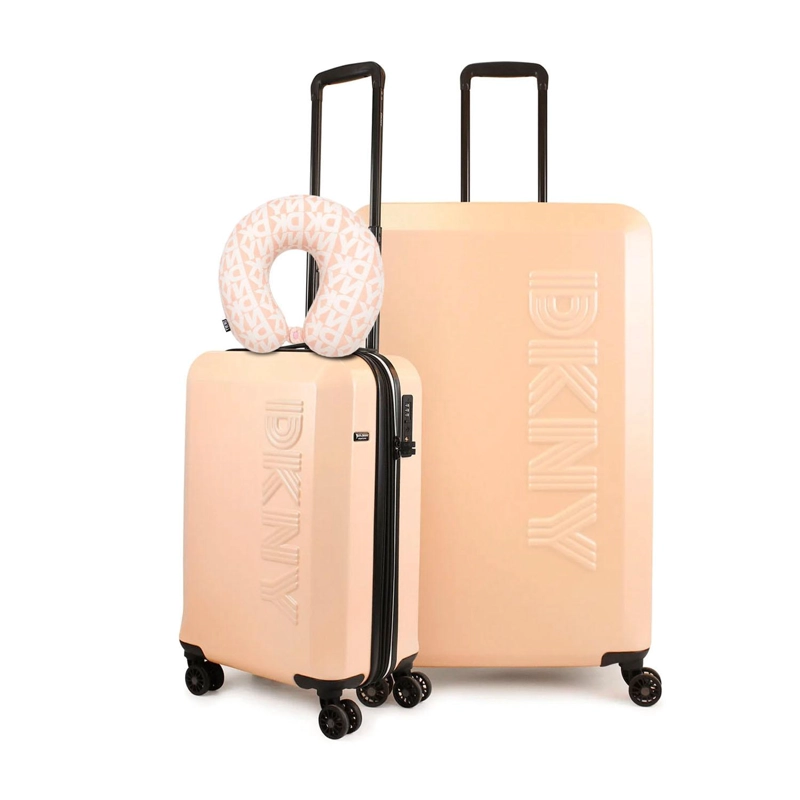 PACK 2 MALETAS DKNY BEVELED S+L ROSADO + ALMOHADA DE VIAJE MEMORY FOAM - 1