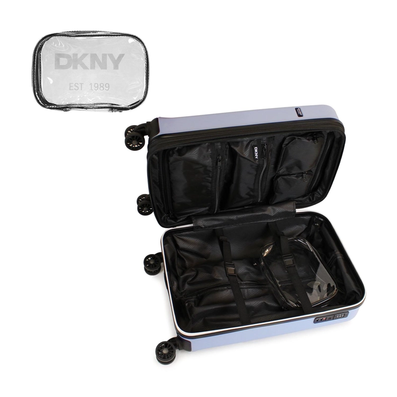 PACK MALETA CABINA 10KG DKNY BEVELED CELESTE + ALMOHADA DE VIAJE VARSITY NEGRA - 6