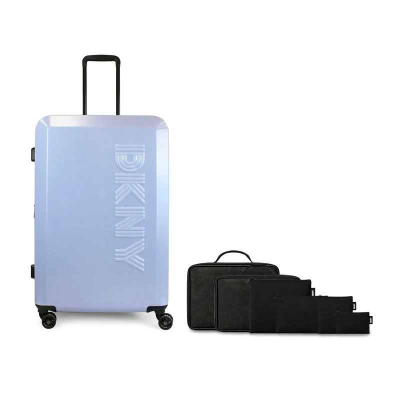 PACK MALETA GRANDE DKNY BEVELED CELESTE + ORGANIZADOR DE VIAJE 6 PIEZAS NEGRO - 1