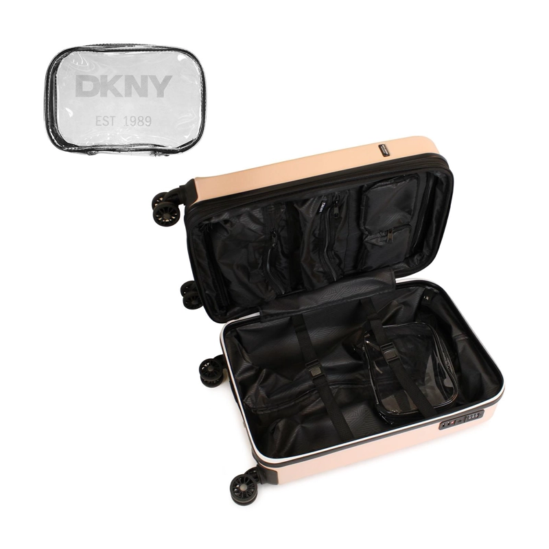 SET 2 MALETAS DKNY BEVELED S+L ROSADO + ALMOHADA + ORGANIZADOR 6 PZAS CAFE - 5