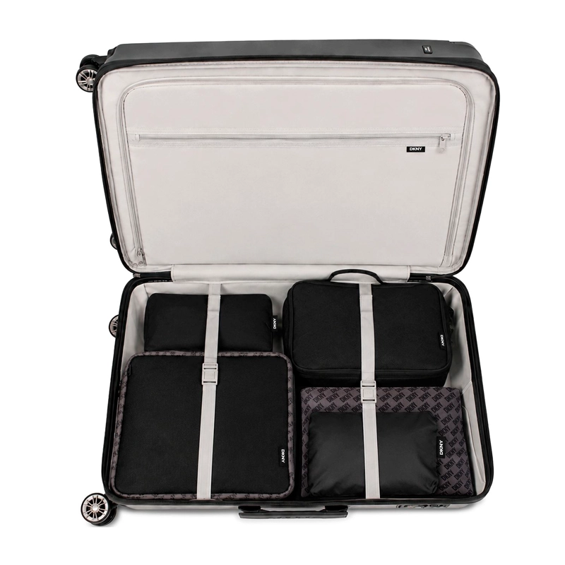 PACK MALETA GRANDE DKNY BEVELED ROSADA + ORGANIZADOR DE VIAJE 6 PIEZAS CAFE - 8