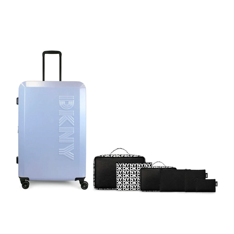PACK MALETA GRANDE DKNY BEVELED CELESTE + ORGANIZADOR DE VIAJE 6 PIEZAS - 1