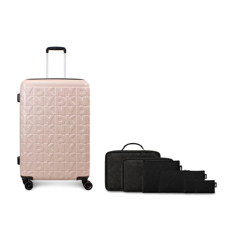 PACK MALETA GRANDE MEGHAN ROSADA + SET ORGANIZADORES DE VIAJE DKNY NEGRO - 1