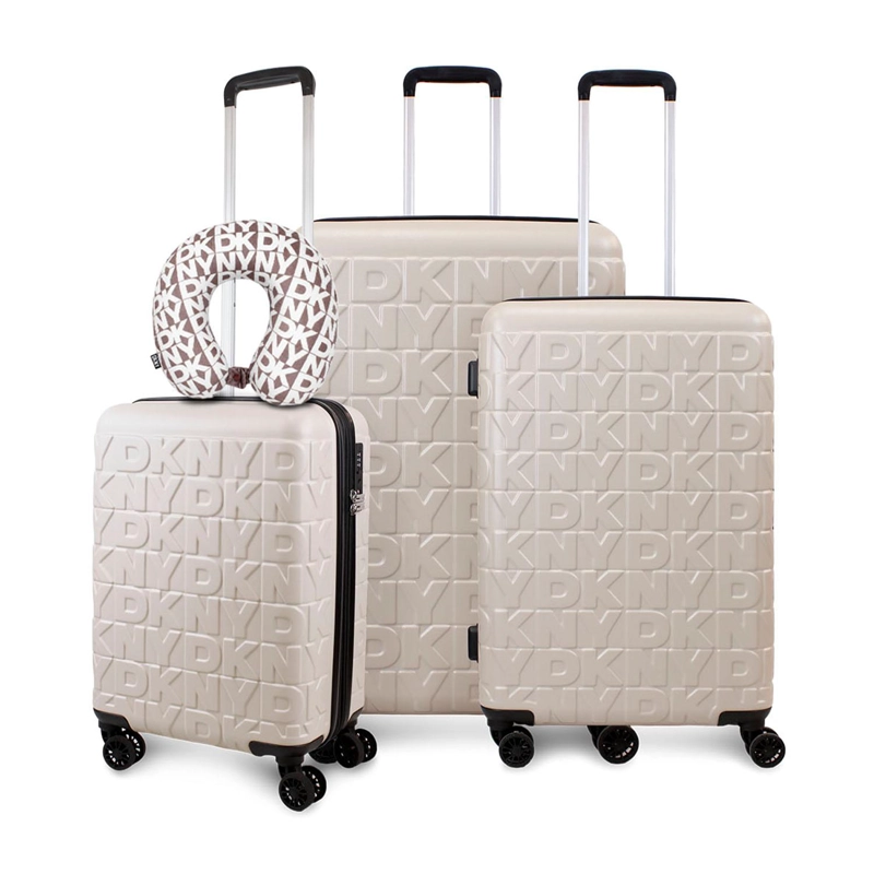 SET MALETAS S+M+L MEGHAN BEIGE + ALMOHADA DE VIAJE DKNY - 1