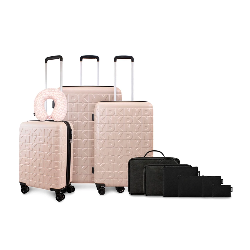 SET MALETAS S+M+L MEGHAN ROSADO + ALMOHADA + ORGANIZADOR 6 PIEZAS DKNY - 1