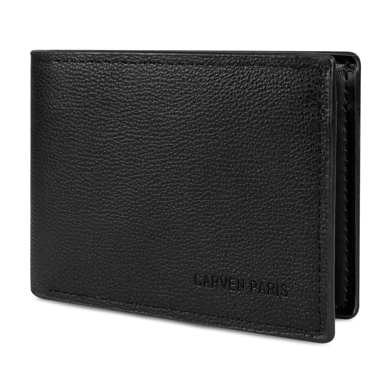 BILLETERA HOMBRE BRUNO NEGRA CON MONEDERO CARVEN PARIS - 4